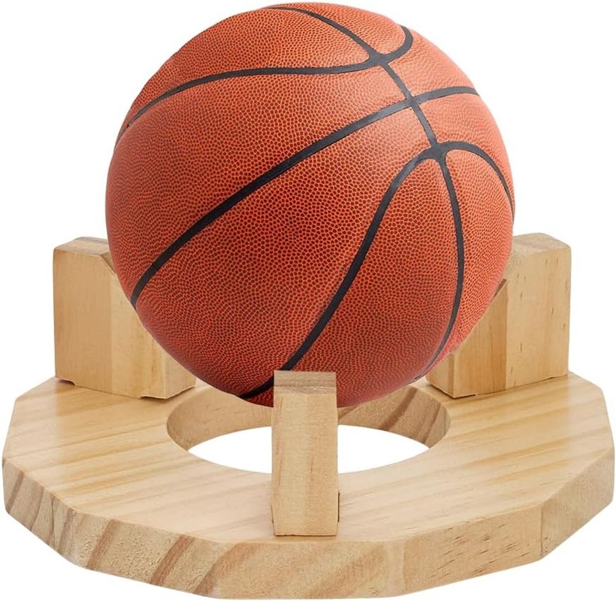 Houten Ballenhouder 15x15x5CM - Verstelbare Ballenstandaard voor Basketbal, Voetbal en Volleybal - Ideale Opbergoplossing voor Sportaccessoires en Thuis Gym Decoratie
