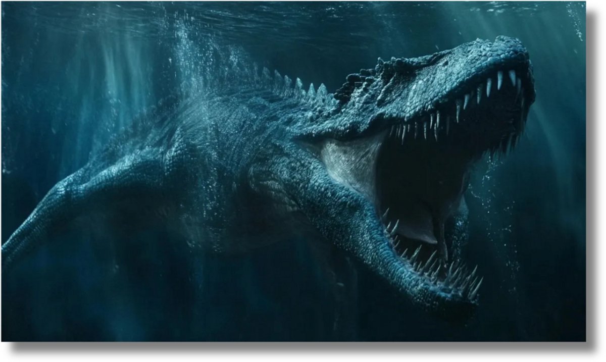 Yourwallarts.com - Wandpaneel - Canvas - Onderwaterdinosaurus Diepzee Scène Schilderij