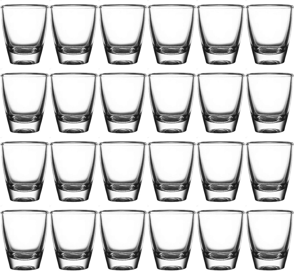 Robuuste glazen shotglaasjes van 35 ml voor tequila, vodka en likeuren - Set van 24 stuks