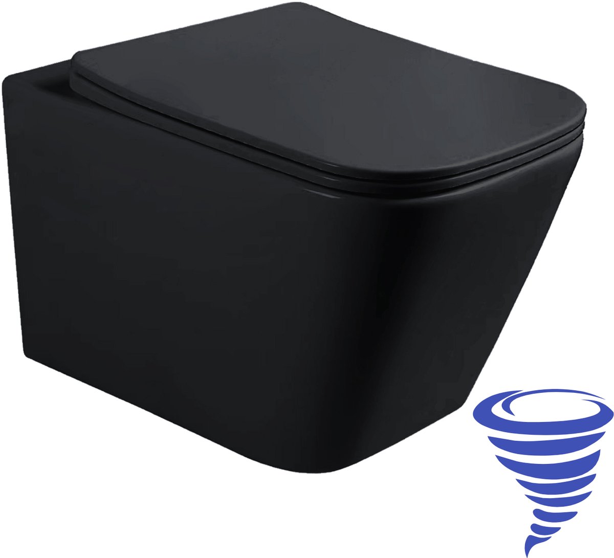 LOMAZOO LINEA Hangend Toilet - Zwart - Vierkant