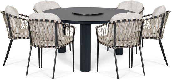 Tuinset Ronde tuintafels 6 personen 150 cm Rope Grijs Lifestyle Garden Furniture Morano/Arancia