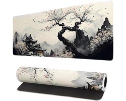 Lange gaming muismat - Groot waterdicht gaming muismat - Versterkte omzoomde randen - Antislip bureaumat voor thuis en kantoor - Verbetert uw bureau-ervaring - 31,5 x 11,8 inch - Inktverf stijl