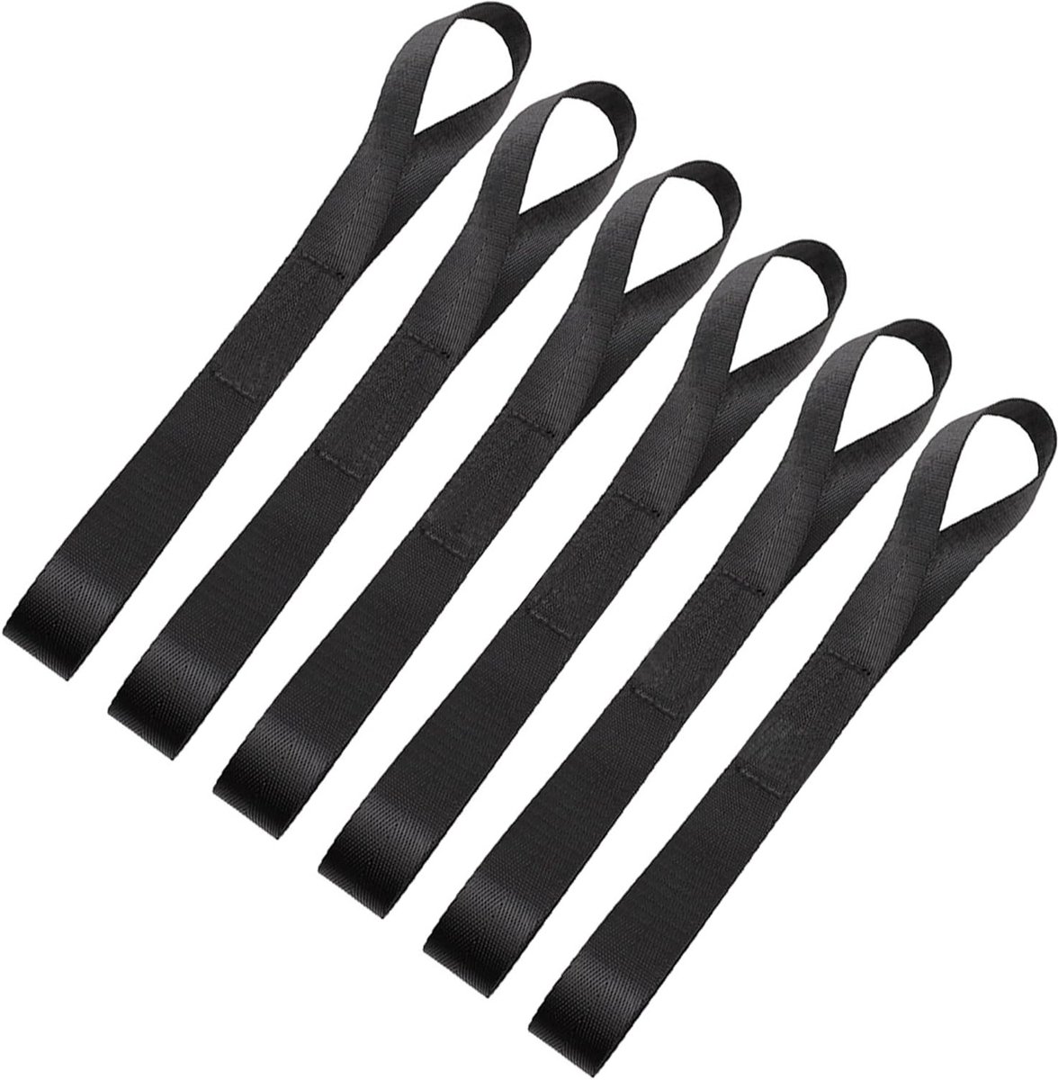 Set van 6 spanlussen, stevige spanbanden met lussen, spanningstraps voor motor- en fietstransport (zwart)
