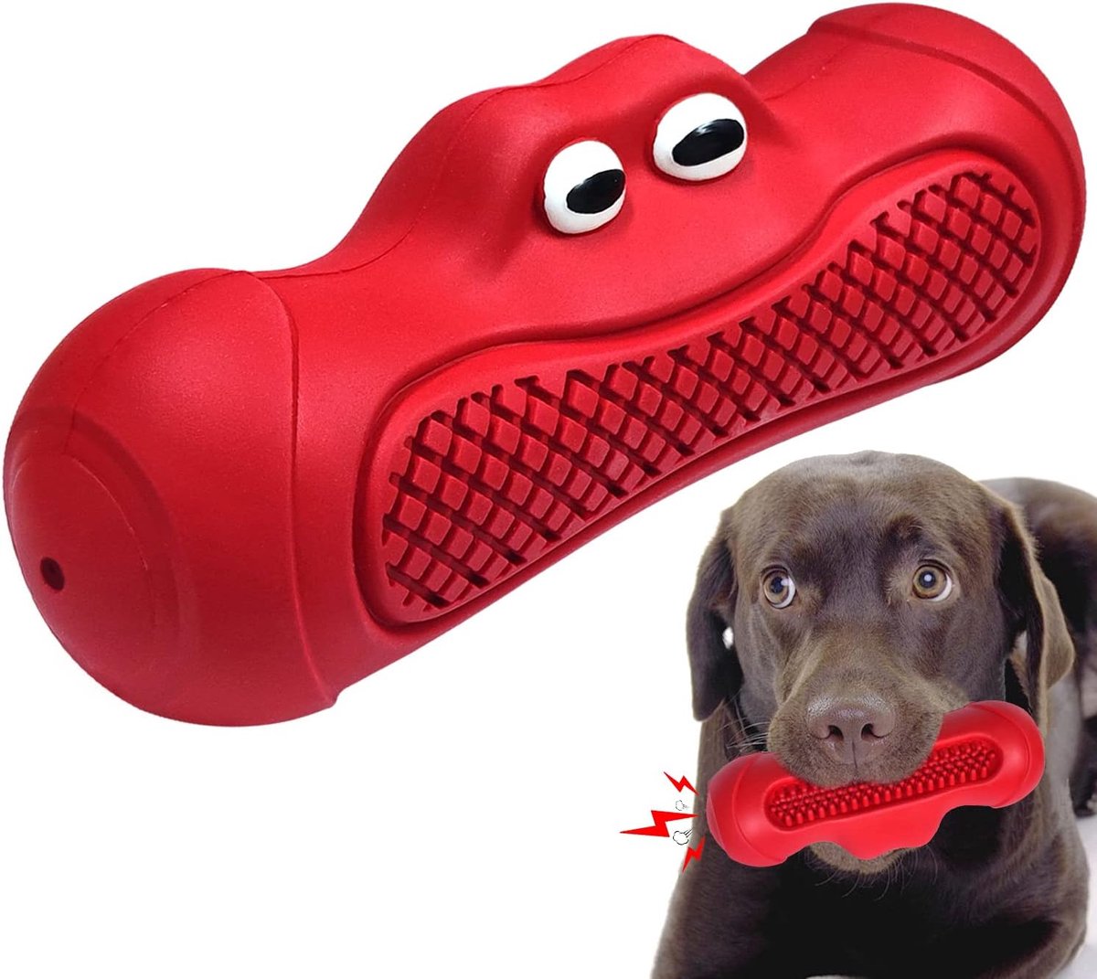 OLOEY Onverwoestbaar hondenspeelgoed-kauwspeelgoed voor grote honden-bijna onverwoestbaar rubberen tandenborstelspeelgoed voor middelgrote en grote huisdieren