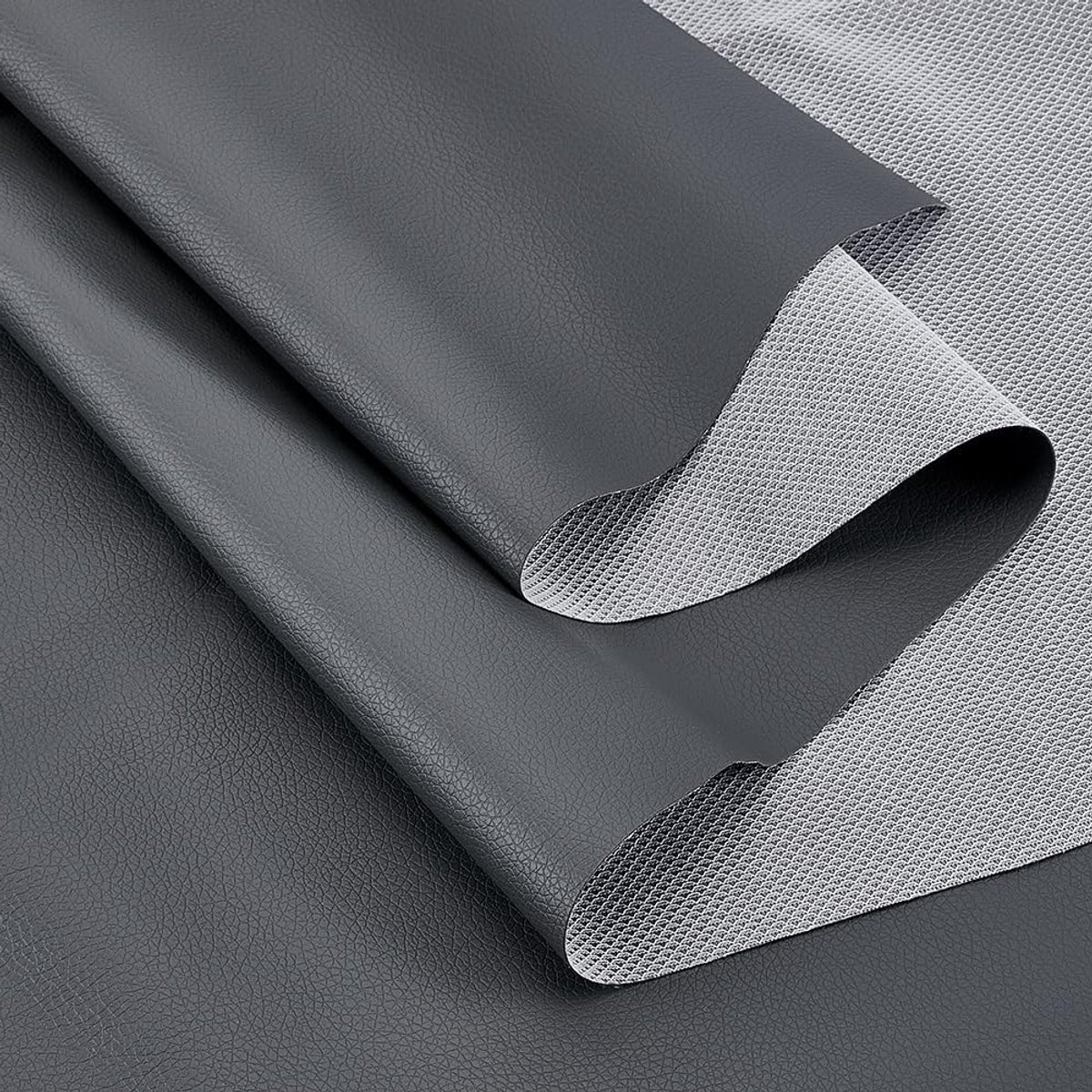 PU Leer Stoffen 2m x 1.6m, Faux Leer met Lychee Patroon voor Meubelbekleding, DIY Ambachten en Schoenmakerij, Grijs