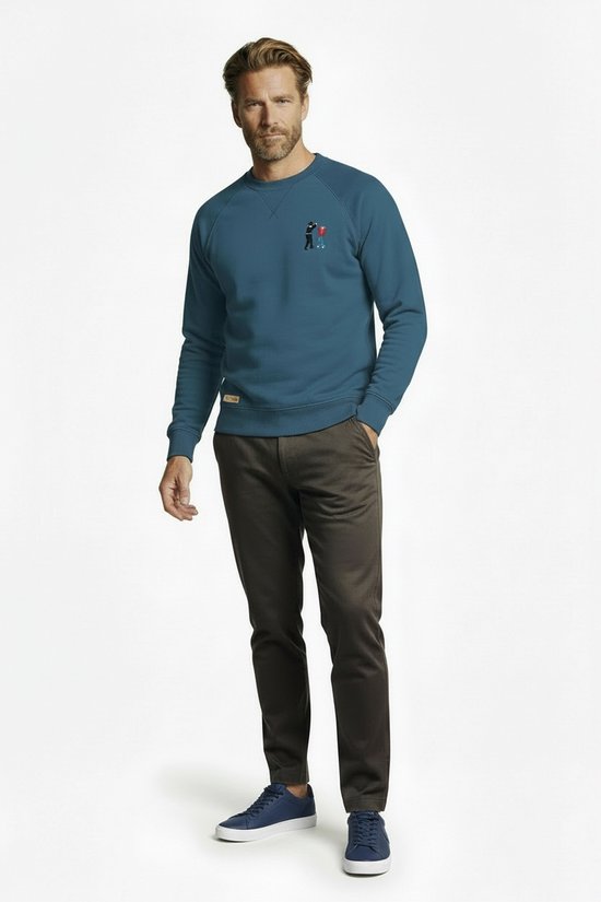 FC Kluif 'Bobby Hooligan' sweater blauw - Maat S / Small - Heren lifestyle trui - Katoen