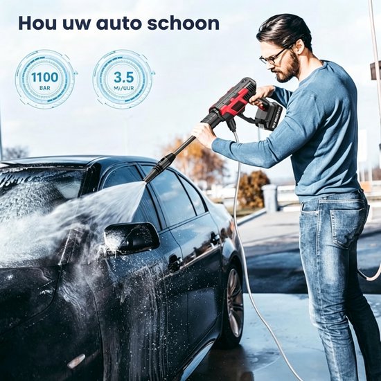 120BAR Accu Hogedrukreiniger - Hogedrukreiniger met 8000mAh Accu's - Borstelloze Motor + 0–180° Rotatiesproeier - 2 Kraanadapters voor Auto, Terras & Tuin van Merkloos	 — afbeelding 2