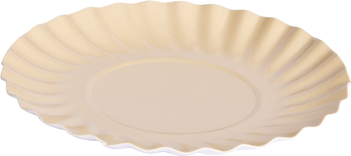 Gebaksschoteltje Rond Ribbel Ecru Ø8,8cm 25st.