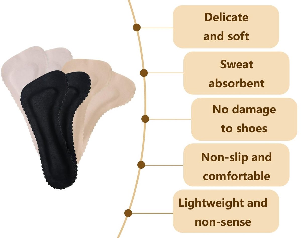 Allecto - Inlegzolen - Antislip inlegzolen - Zweetabsorberend en comfortabel - 3 paar - Schoeninlegzolen - Geschikt voor dames - Diverse kleuren