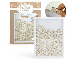 Allecto - Photo Frame for Guest Book - Alternatief voor gastenboek - Wit - Houten klavertjes - Herinneringen vastleggen - Geschikt voor bruiloft, v...