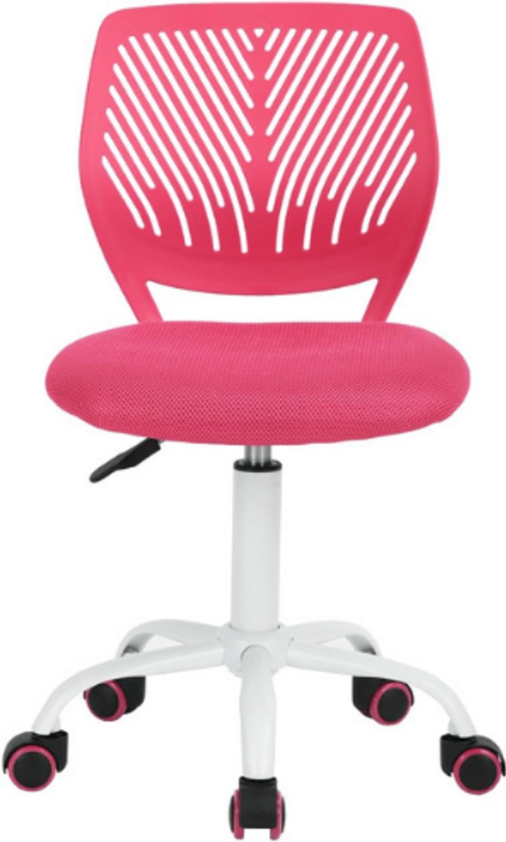 FurnitureR Ergonomische Bureaustoel - In Hoogte Verstelbare Draaistoel - Compacte Computerstoel Met Wielen - Thuiskantoor En Make Up Stoel - Roze thumbnail 3