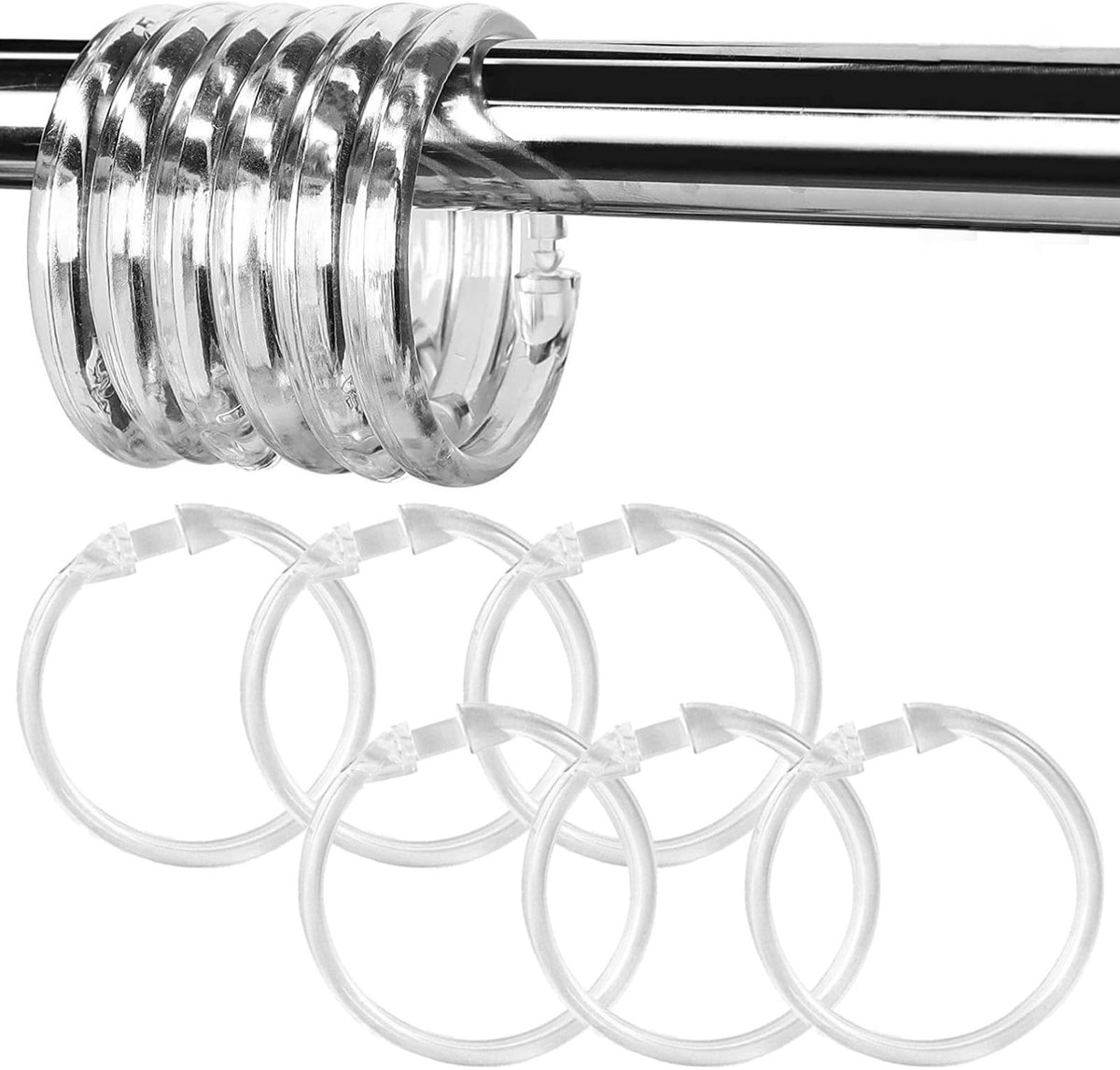 Transparante 50mm Gordijnringen - Set van 12 Plastic Ringen voor Gordijnen en Douchegordijnen