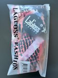 Grijze plastic verpakking met gestreepte bikini en LaGloss Fashion logo.