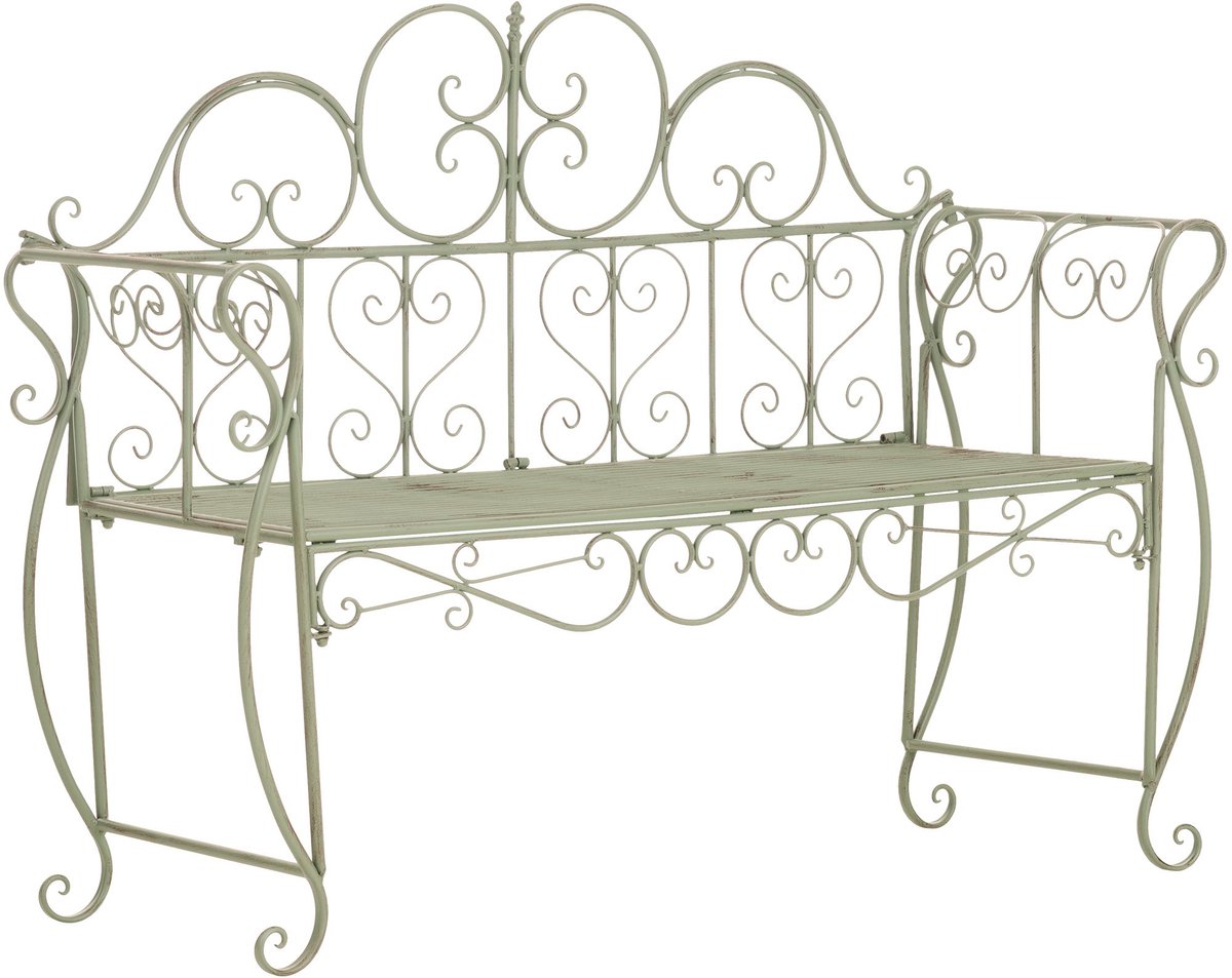 CLP Minna Tuinbank - metalen bank - armleuningen - art nouveau - 180 kg - antiek/groen