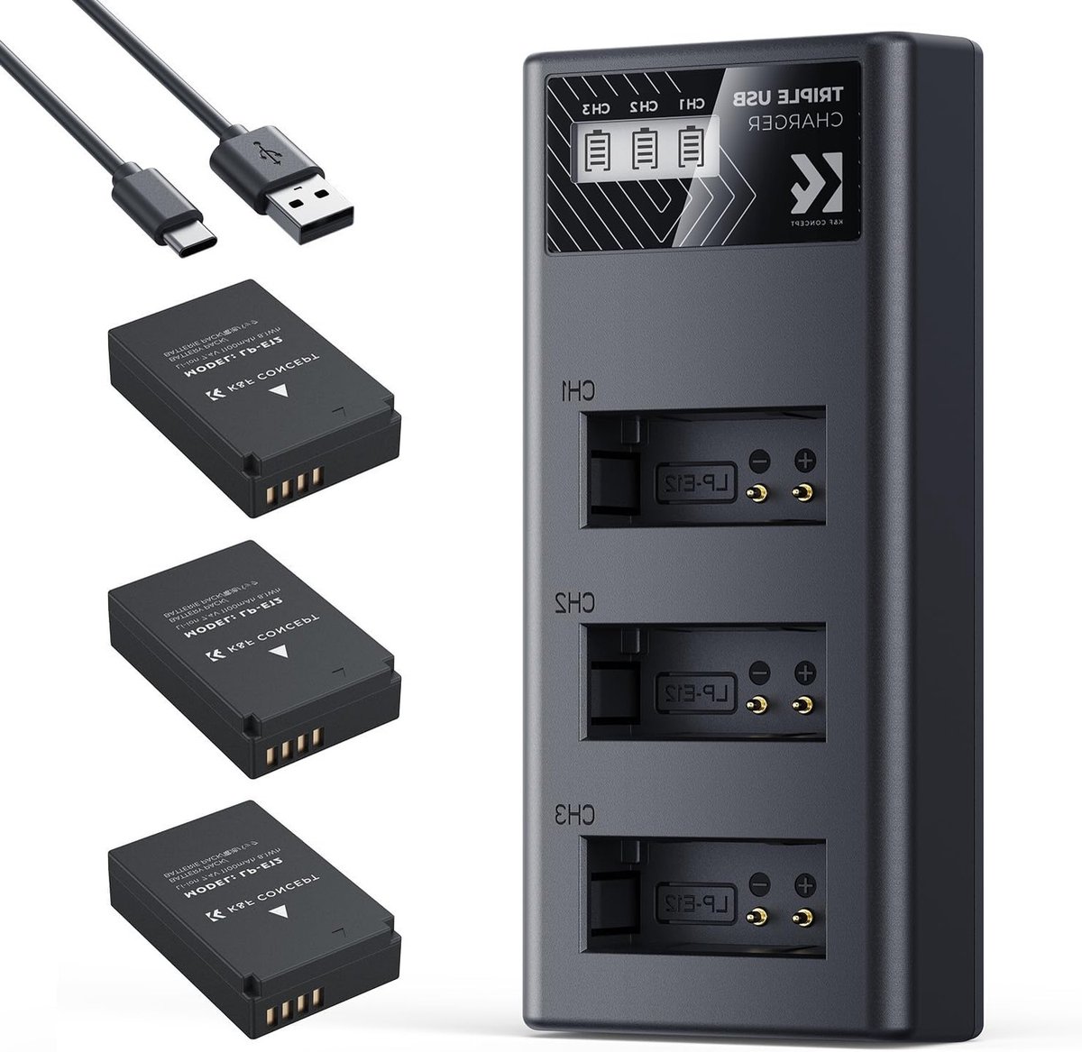3x LP-E12 Accu voor Camera - Hoogwaardige Vervangende Batterijen met Lange Levensduur en Betrouwbare Prestaties