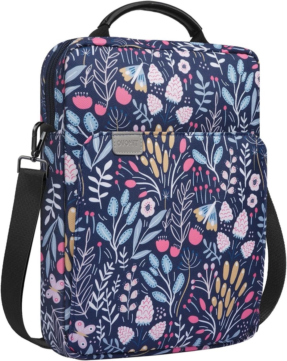 Tablet Sleeve Tas Draagtas met Schouderriem voor iPad en Galaxy Tab, Kleurrijke Bloem, 9-11 Inch, Bescherming en Stijl