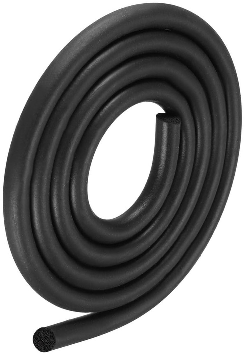 Allecto - Schuim rubber afdichting strips - 12 mm diameter - Voorkom tocht en geluid - Zwart - Voor deuren en ramen - 4 meter