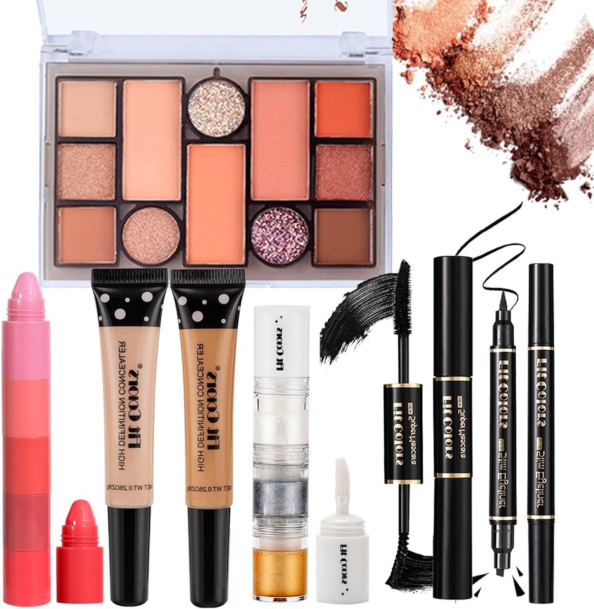 Professionele Make-up Set met Oogschaduw, Concealer, Lipstick en Mascara voor Dames - Ideaal voor Dagelijks Gebruik en Reizen