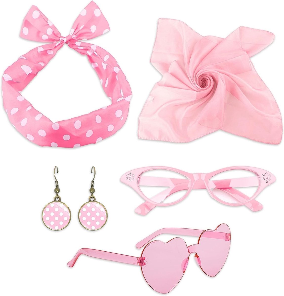 Retro 50s Kledingaccessoire Set met Chiffon voor Rockabilly Kostuum en Feestjes, Vintage Stijl en Mode