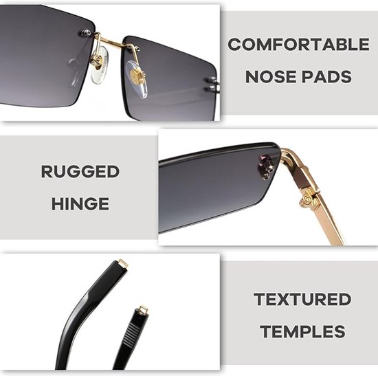 Zonnebril-Retro Zonnebril - Rechthoekige Small Frame Eyewear - Unisex Luxe Vintage Bril - UV400 Bescherming - Ultralicht 20g met Metalen Pootjes - Transparante Gekleurde Glazen — afbeelding 2