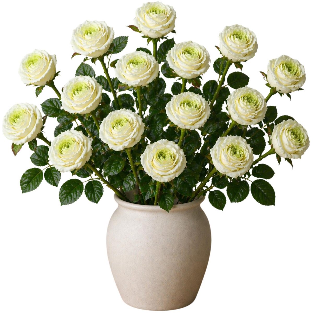 Mica Decorations Kunstbloemen roos Passion - 15x - creme wit - 47 cm - steelbloemen - boeket - sfeer - decoratie