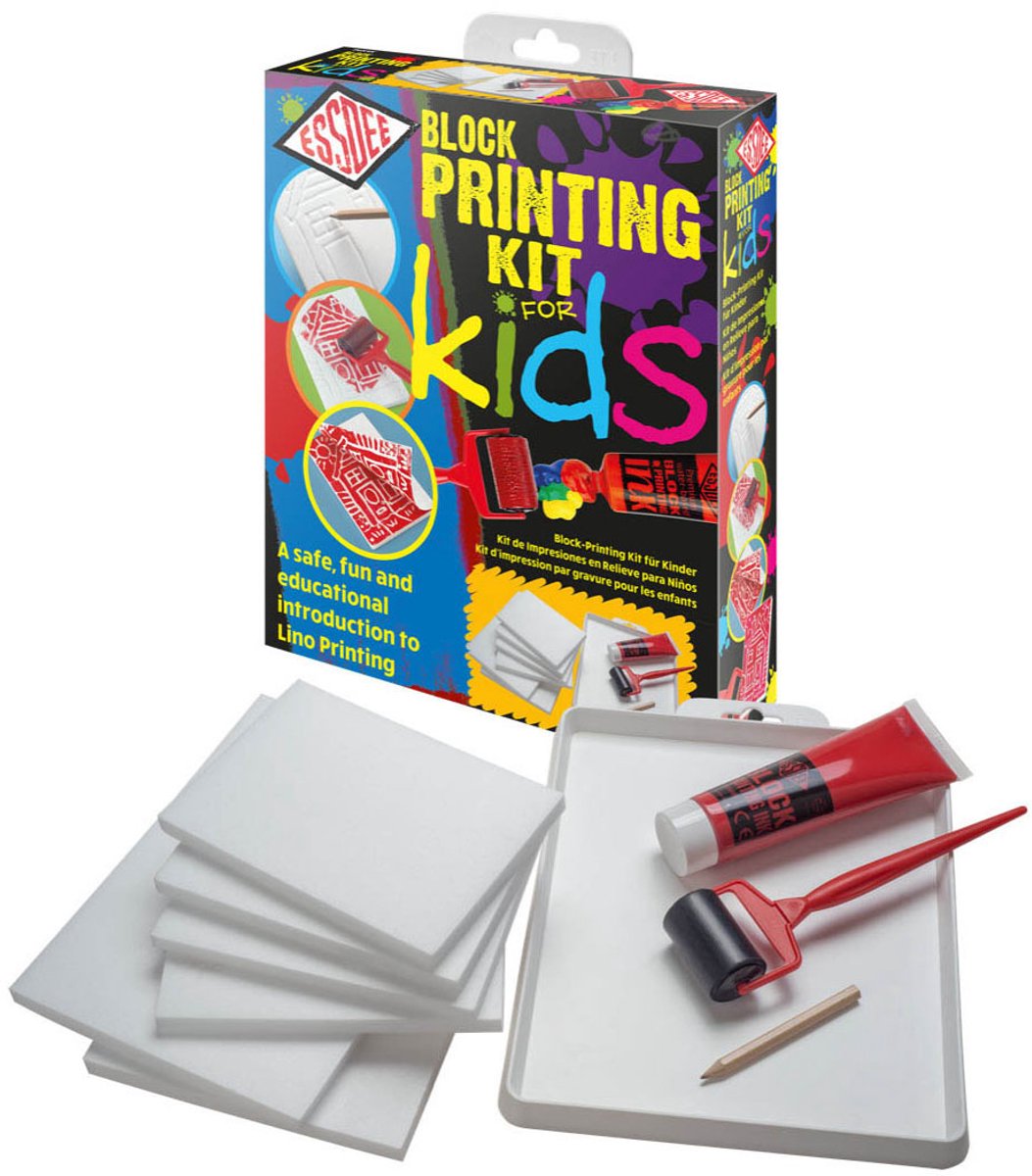 Essdee blokdruk set voor kinderen - creatieve starterskit blokprinten.