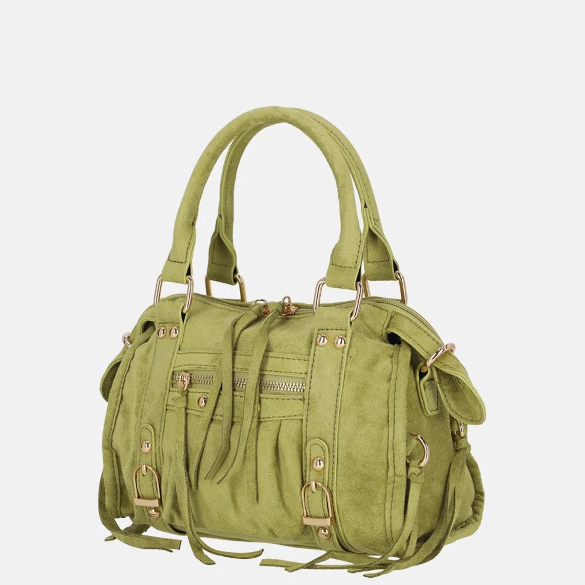 Firenze Suedine handtas franjes S light green