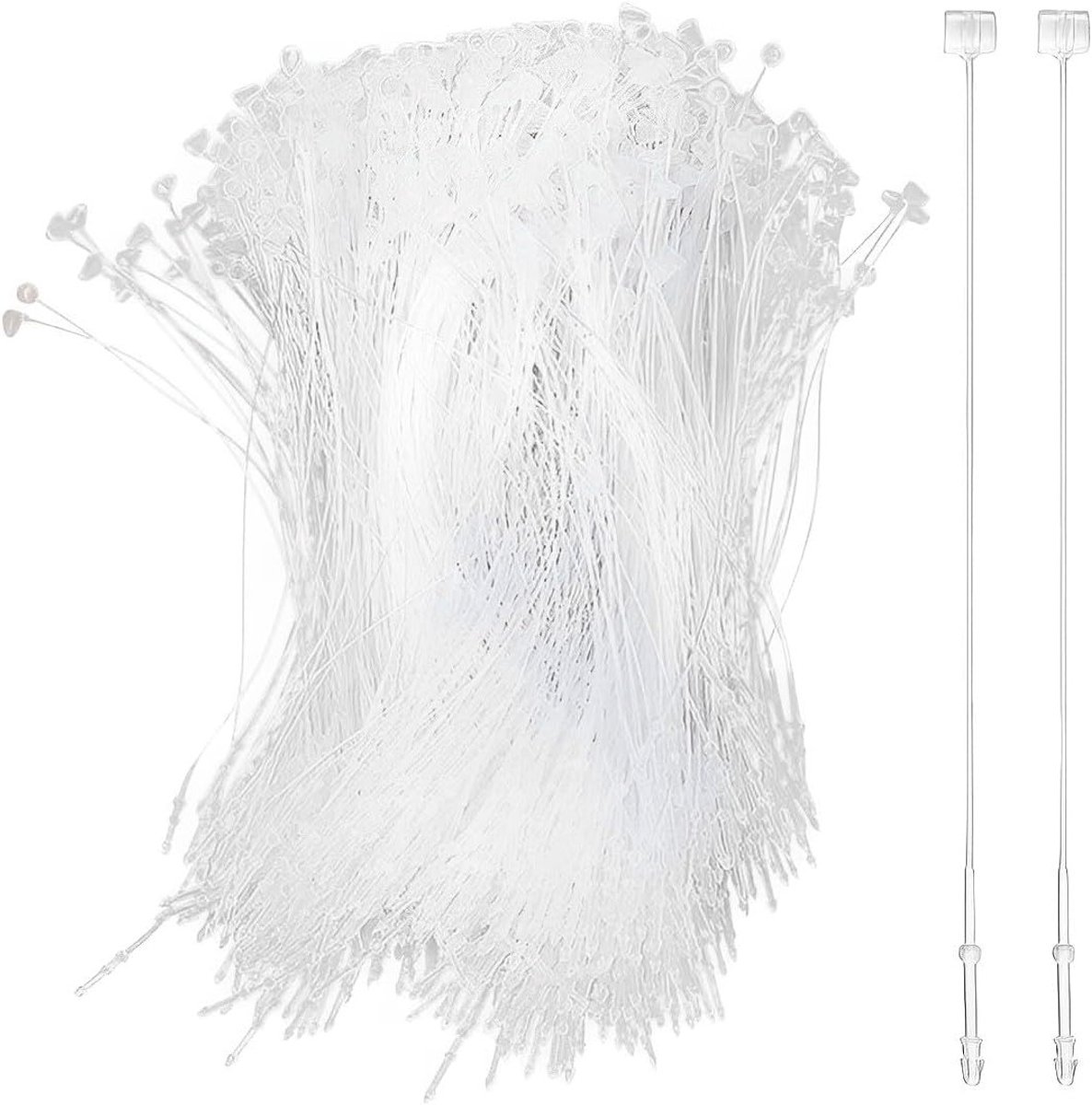 Polyester touwtjes voor het ophangen van labels met Amerikaanse drukknoopsluiting, ideaal voor prijslabels op kleding en accessoires (doorzichtig/8cm)