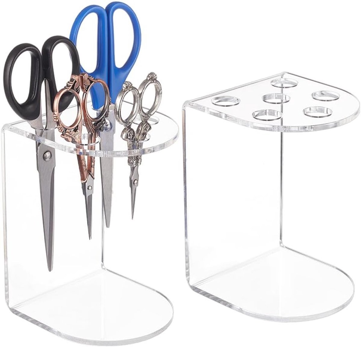 2 Stuks Transparante Acryl Schaarhouder voor Kappers - Desk Organizer voor Thuis en Kantoor, 6 Gaten, Ideaal voor Kappersbenodigdheden en Accessoires