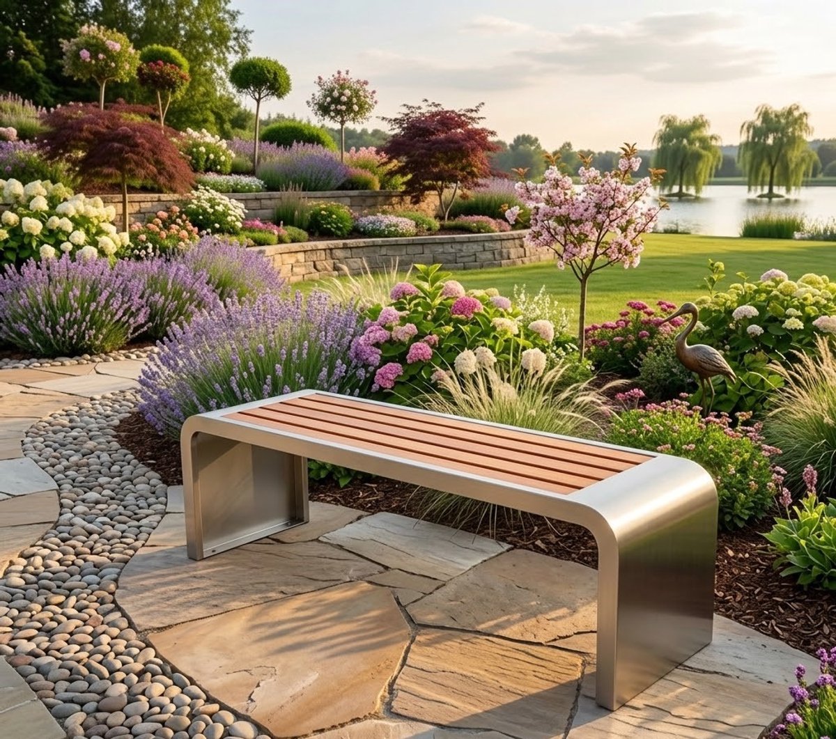 Luxe Weerbestendige Tuinbank 120 cm Metaal – Ergonomische Balkonbank en Terrasbank in Landhuisstijl, Stevige Outdoor Zitbank voor 2-3 Personen