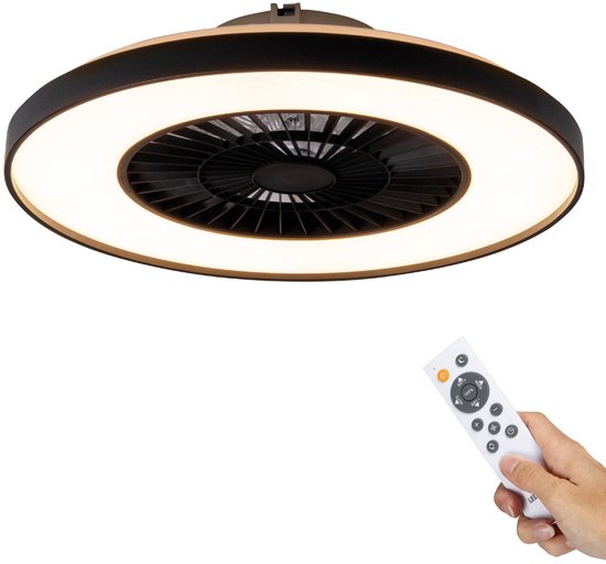 Plafondventilator met LED verlichting – zwart – incl. afstandsbediening