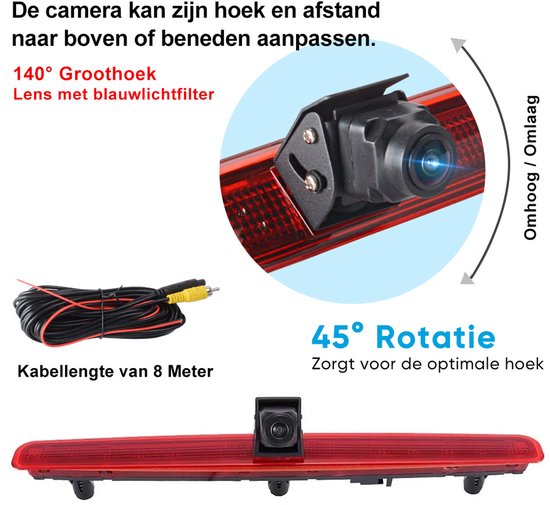 Junsun 140° Achteruitrijcamera geschikt voor VW T5 Multivan 2004-2009 met achteruitrijlichten - 8M - 720P — afbeelding 4