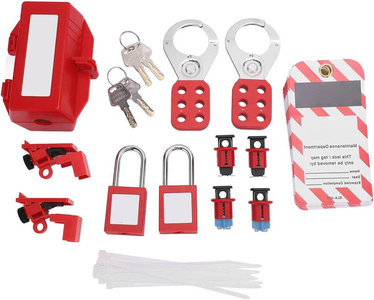 Lockout Tagout Kit - Veiligheidsslot Set - Industriële Veiligheid - Versterkt ABS Plastic - 6mm 38mm - Geel