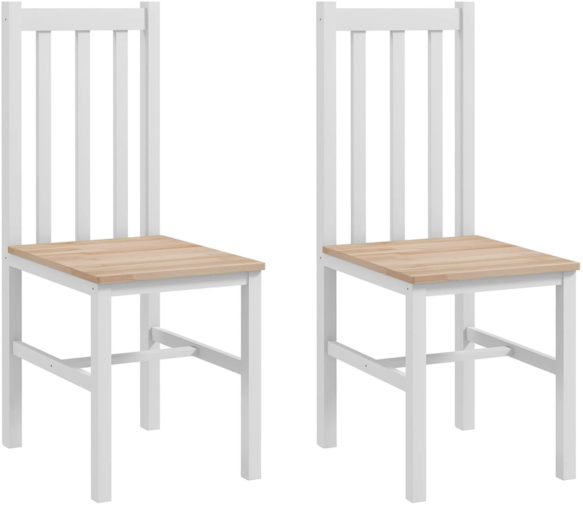 Naiz® - Eetkamerstoelen - Set van 2 stuks - Hout - Wit - 38,5 x 47,5 x 99 cm