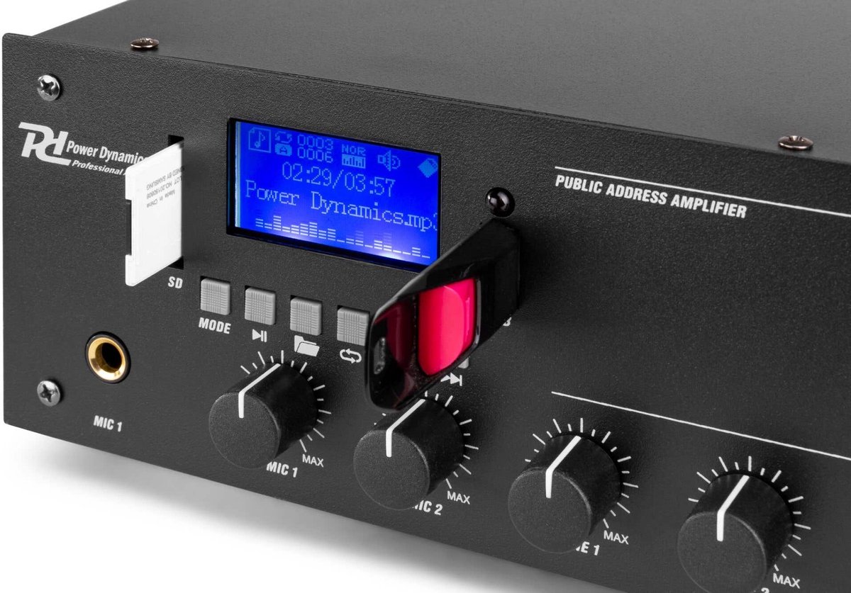 Power Dynamics set van 4 buiten speakers en 2-zone 100V versterker met Bluetooth - Zwart thumbnail 3