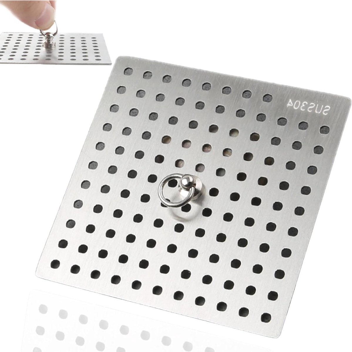 Afvoerbeschermer Vierkant - Doucheafvoer Beschermer - Afvoeren Vrij Houden - 304 Roestvrij Staal - 15 x 15 cm - Zilver