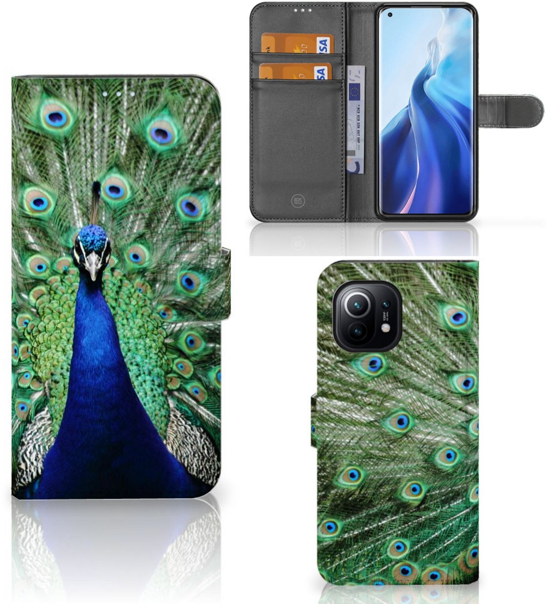 Xiaomi Mi 11 Telefoonhoesje met Pasjes Pauw