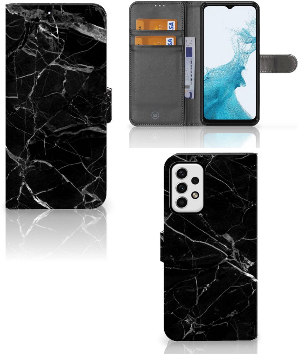 Samsung Galaxy A23 Bookcase Marmer Zwart - Origineel Cadeau Vader