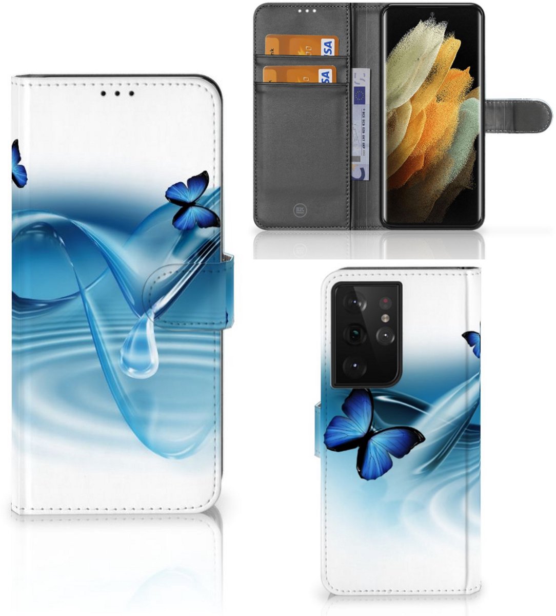 Samsung Galaxy S21 Ultra Telefoonhoesje met Pasjes Vlinders