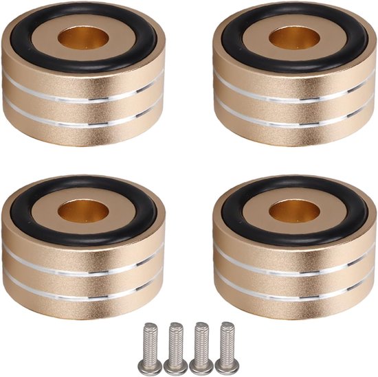 Dailygoody - Speaker Isolation Spike Stand - Aluminium Speaker Isolatie Voeten - Stabiele Installatie - Goud - Anti Slip Rubber - Voor HiFi Audio Appa... — afbeelding 4