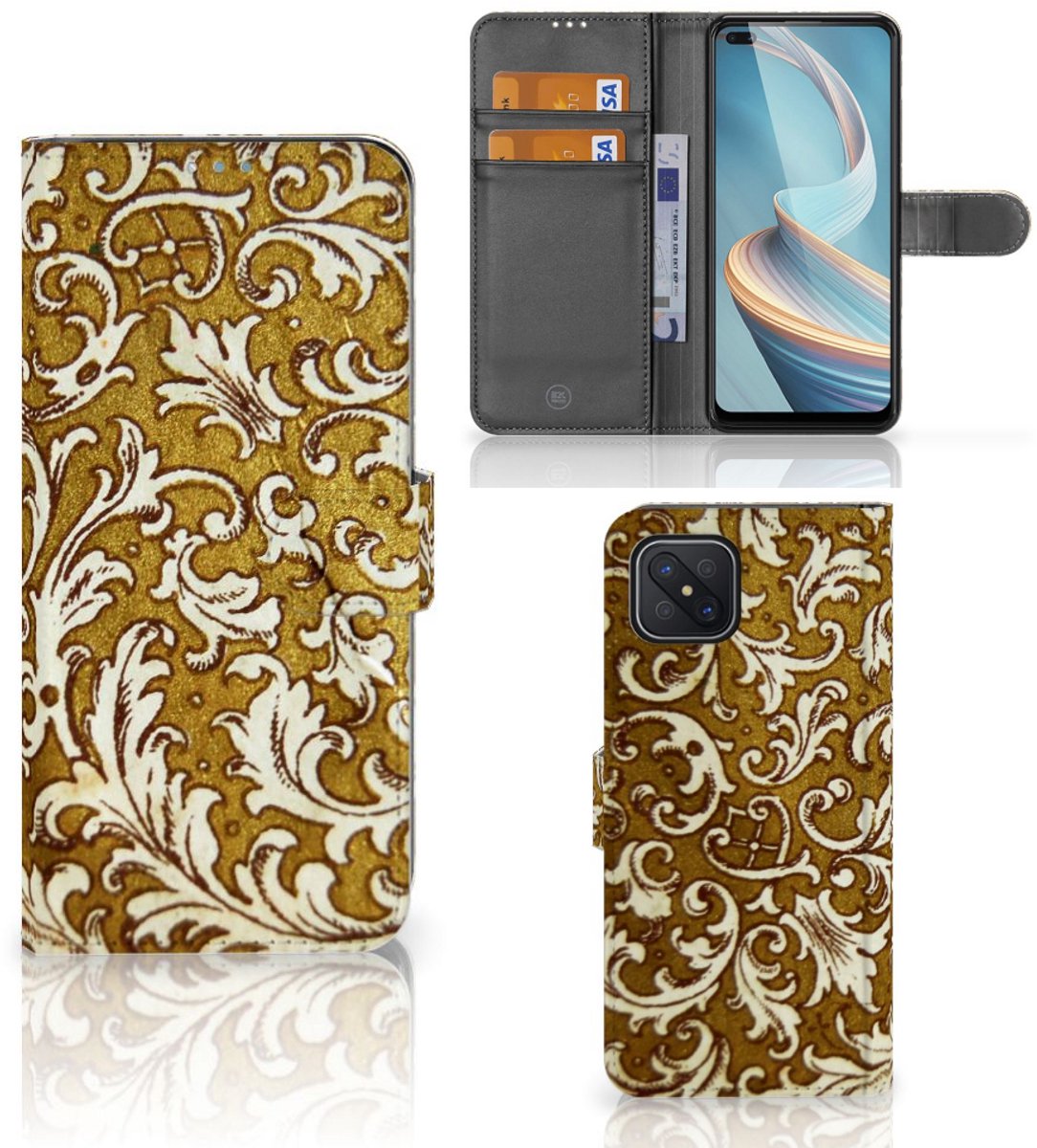 Wallet Case OPPO Reno4 Z Barok Goud