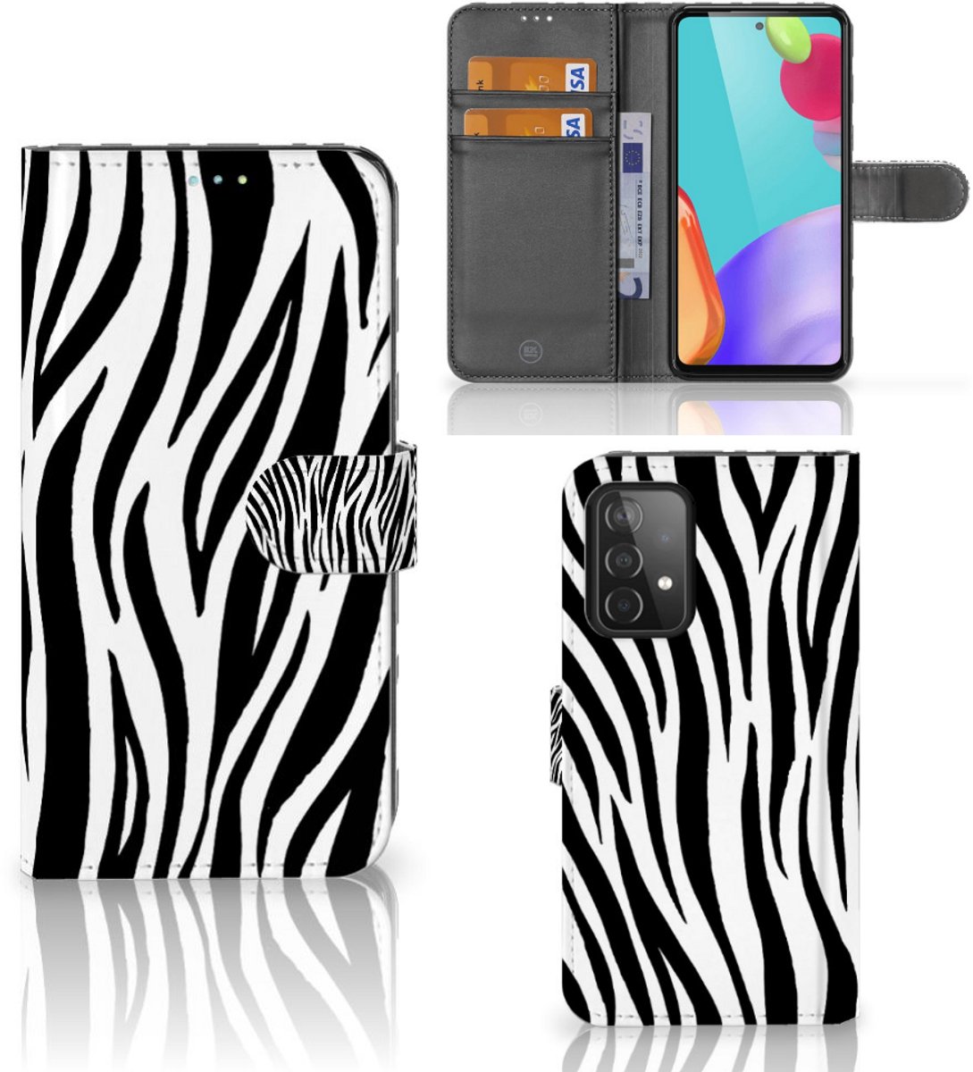 Samsung Galaxy A52 Telefoonhoesje met Pasjes Zebra