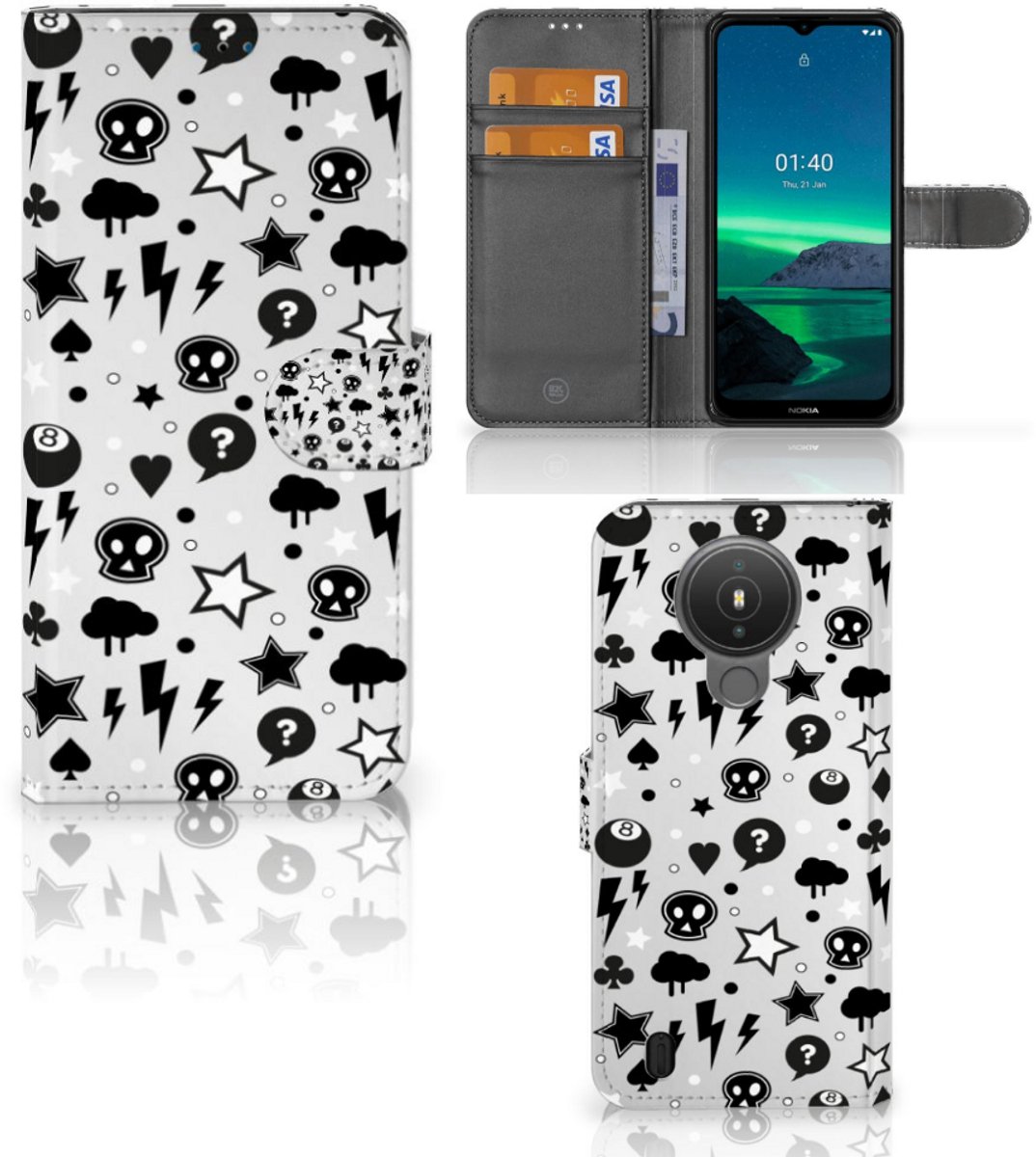 Telefoonhoesje met Naam Nokia 1.4 Silver Punk