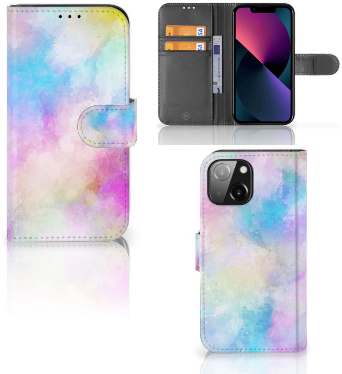 Boekhoesje voor Hoesje iPhone 13 Mini Watercolor Light