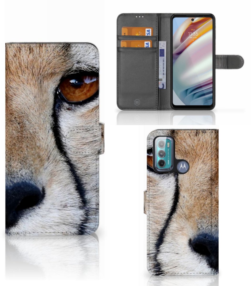 Book Case voor Motorola Moto G60 Telefoonhoesje met Pasjes Cheetah