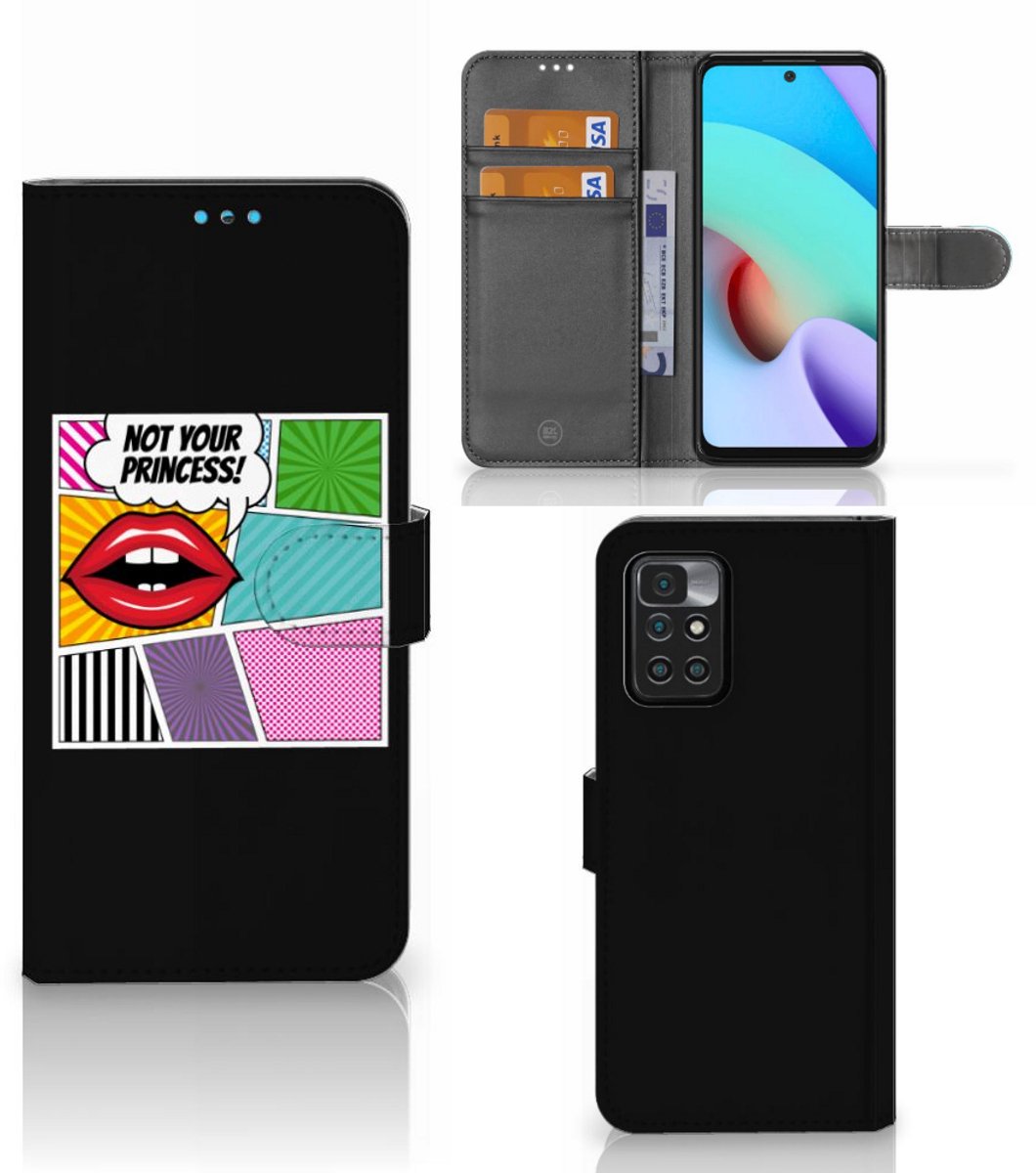 Xiaomi Redmi 10 Wallet Case met Pasjes Popart Princess