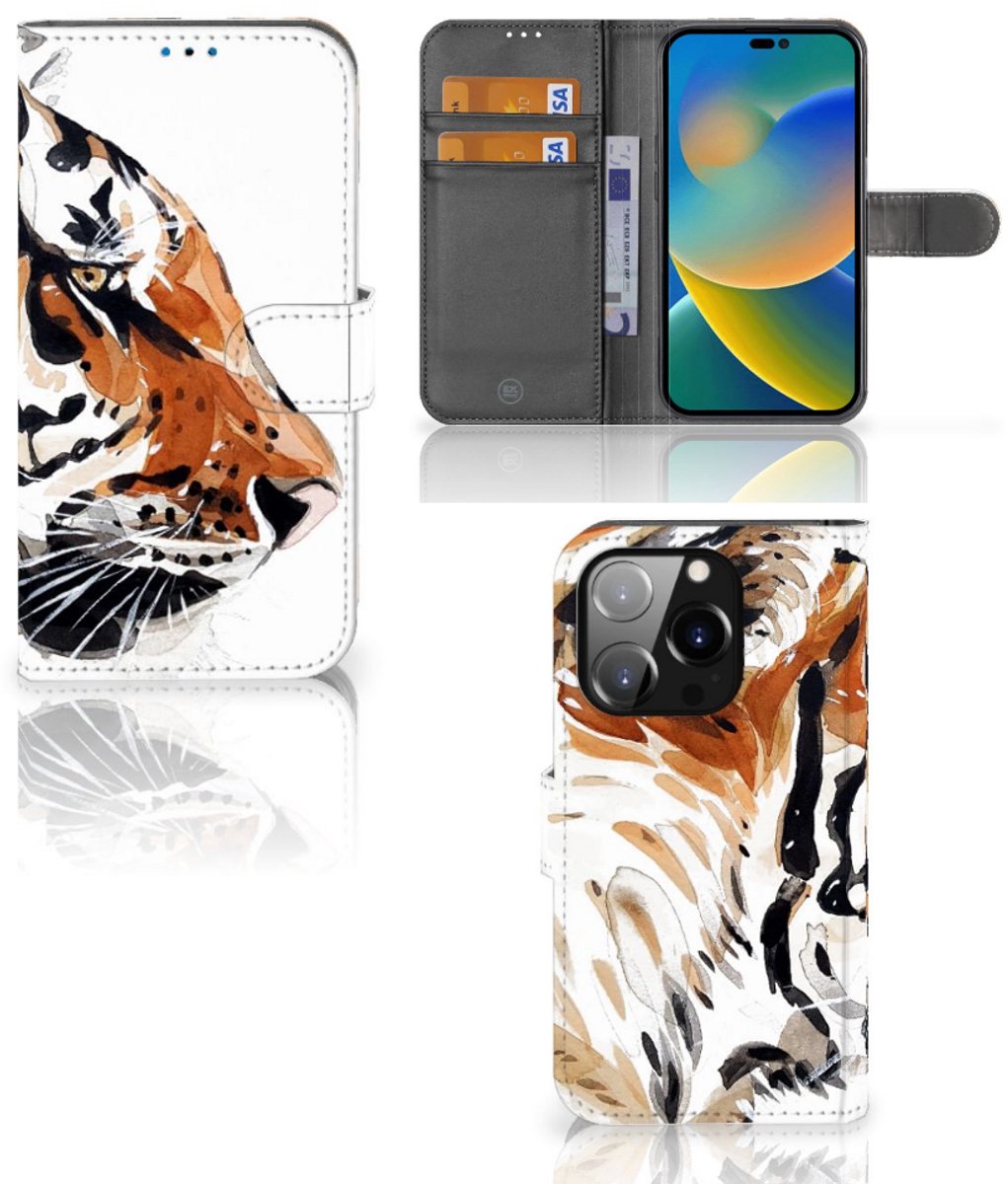 Hoesje iPhone 14 Pro Watercolor Tiger