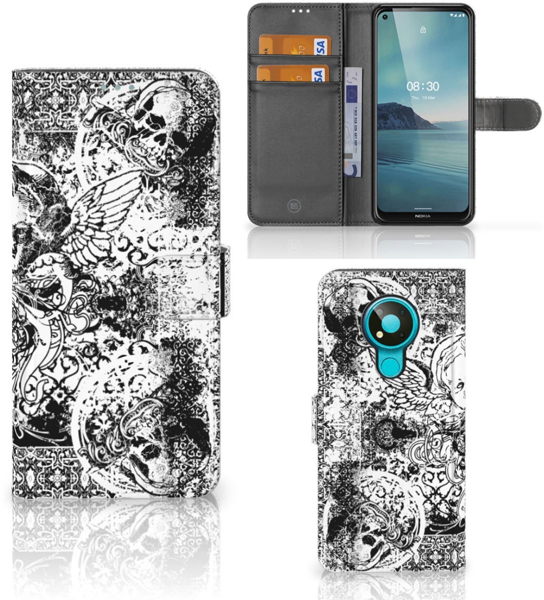 Telefoonhoesje met Naam Nokia 3.4 Skulls Angel