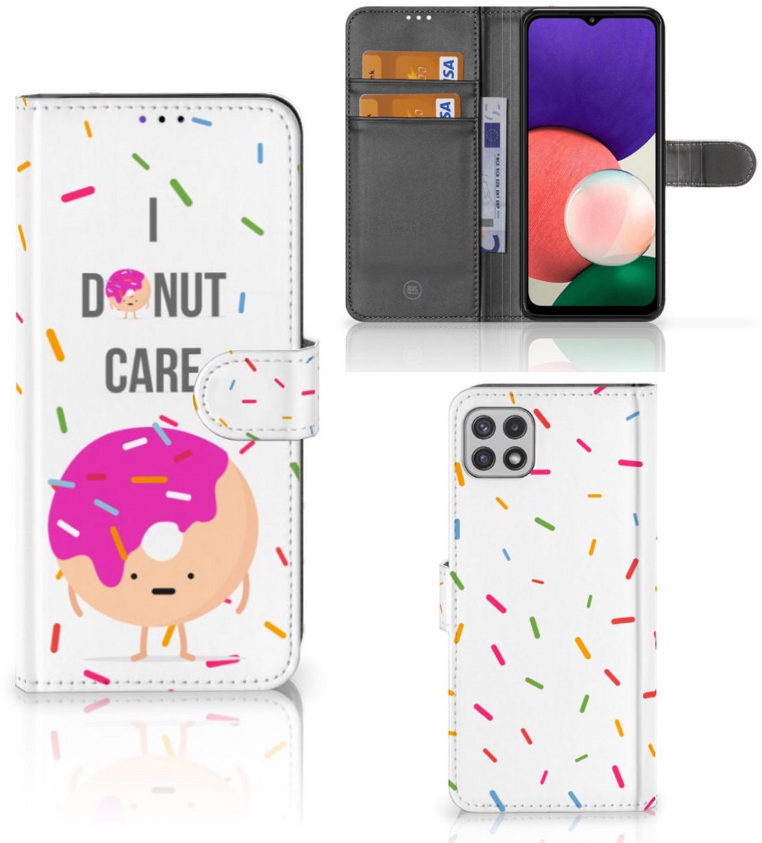 Samsung Galaxy A22 5G Book Cover Donut Roze