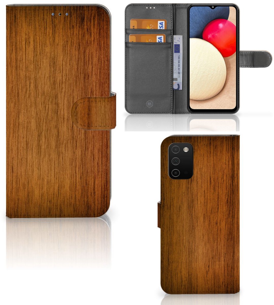 Samsung Galaxy A03s Book Style Case Donker Hout